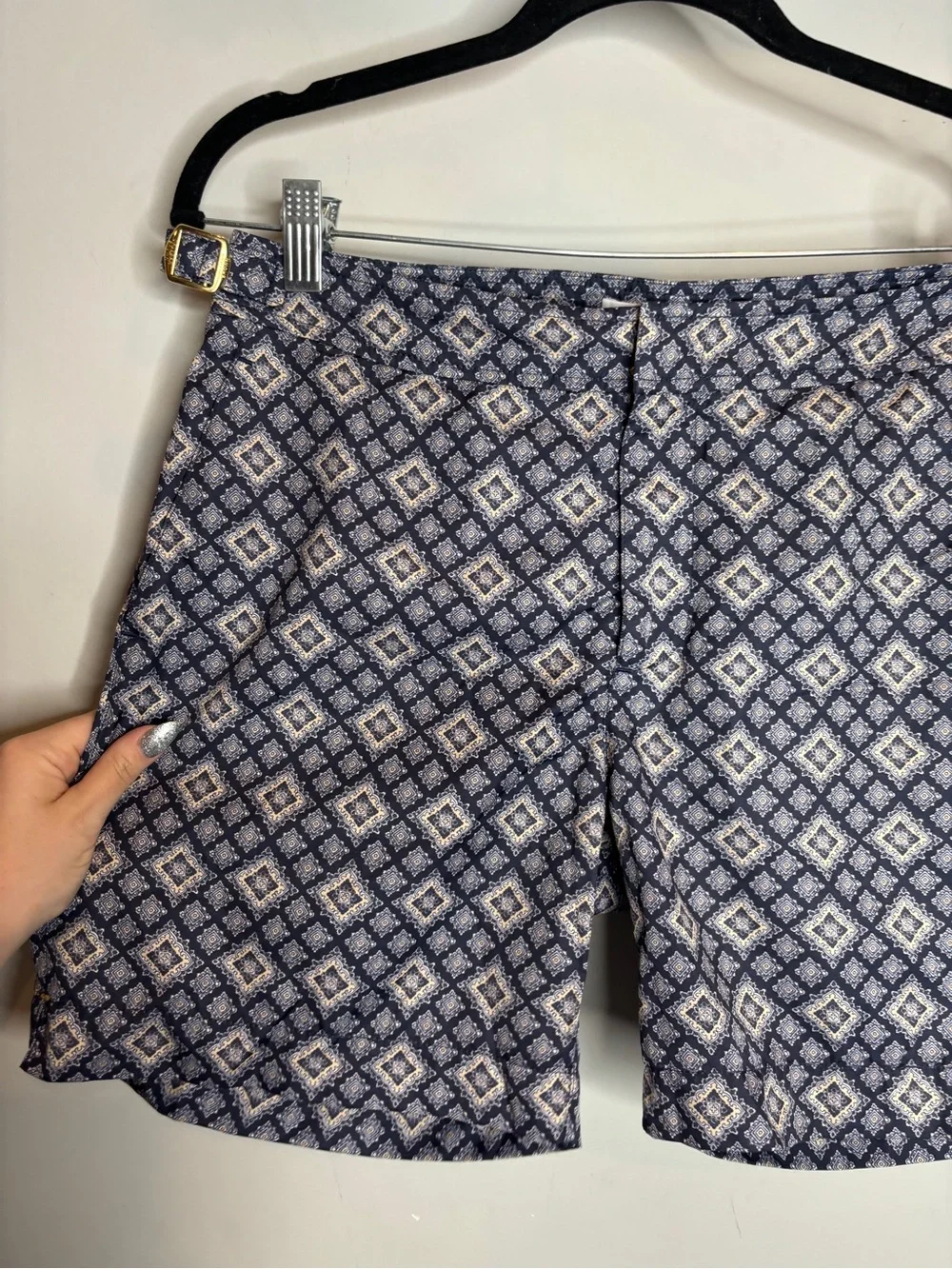 Orlebar Brown Bulldog Paisley Swim Shorts Size 31 Night Iris
